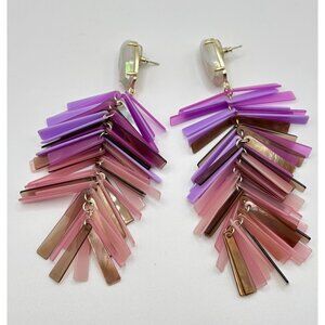 Kendra Scott Saffron Iridescent Cascade Statement Earrings Purple Pink
